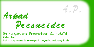 arpad presneider business card